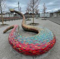 A tiled snake statue outside of the Platforme 10 in Lausanne (1)