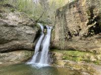 Roaring waters of the Kämptnerbach waterfall in the Tobel