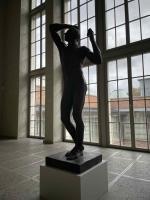 Silhouette of a Rodin's L'Âge d'aira...etween floors at the Basel art museum