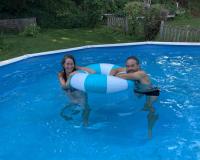 Diana and Marco in the pool at Dad's house