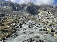 The glacial melt rushes from the mountains of the Furka region