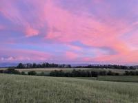 Pink clouds streak the sky to the south from Kempten