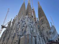 Wide view of the finished west side of the Sagrada Familia