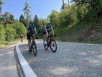 Adi and Oli crest a climb in Aargau