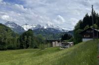 An idyllic cabin with wood-heating supplies nestled in the Vorderthal