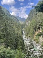 Looking up the glacial river