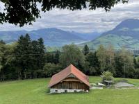 View of the Zugersee from the little c...urch at the top of Sanktmichaelskreuz