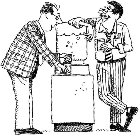 Two dudes at the water cooler
